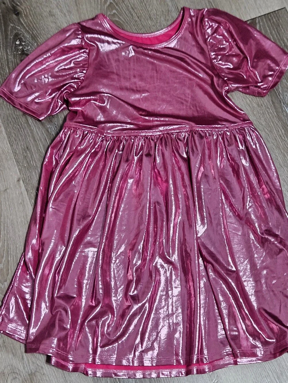 Pink Chicken Metallic Pink Shimmer Lame Steph Dress- Size 8Y